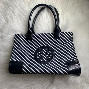 Tory Burch Navy and White with Patent Handbag
